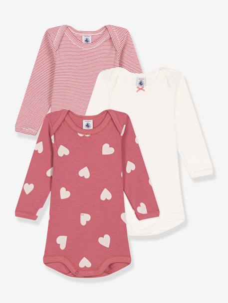 Bébé-Lot de 3 bodies manches longues cœurs en coton bébé PETIT BATEAU