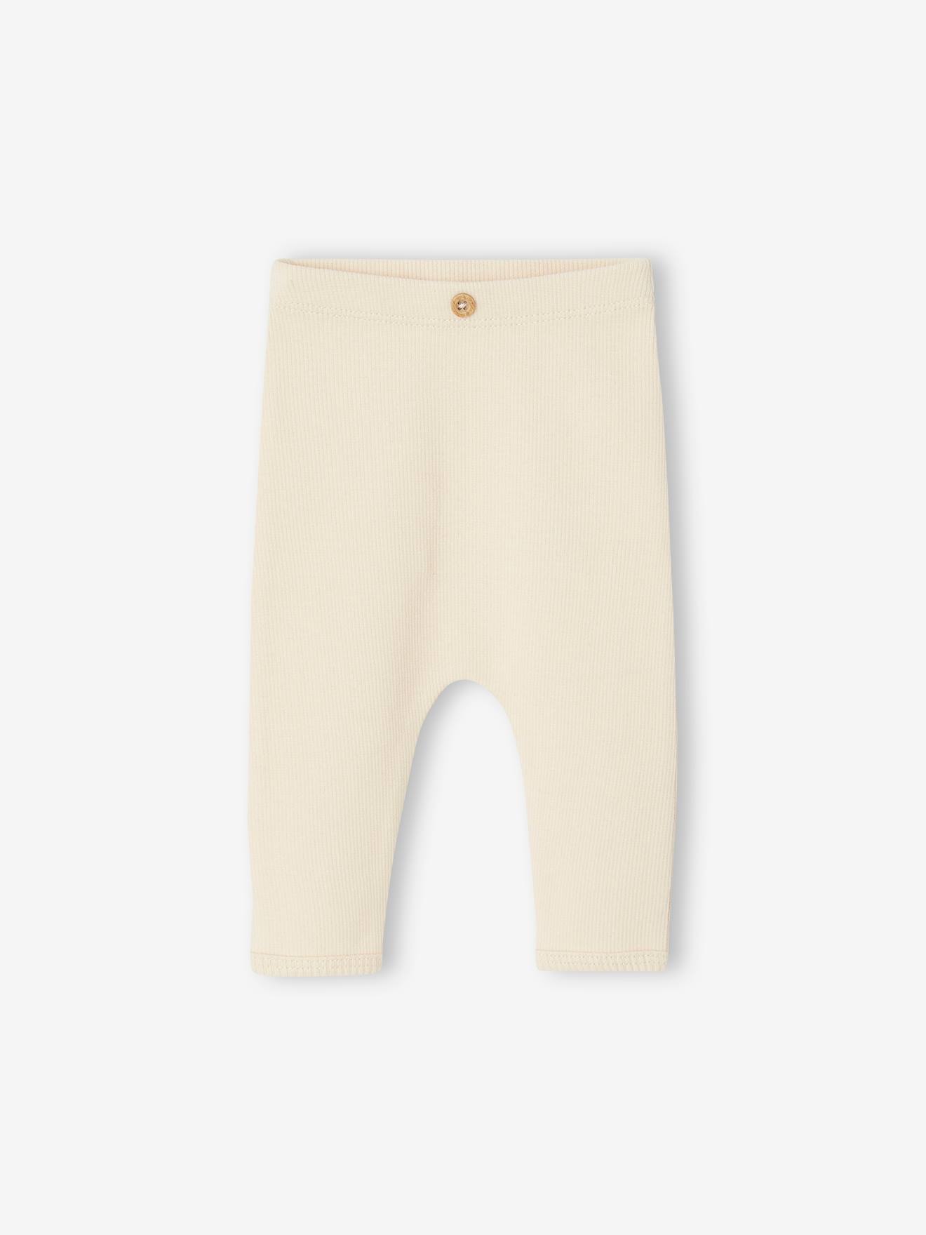 Legging bébé fille en côtes vanille