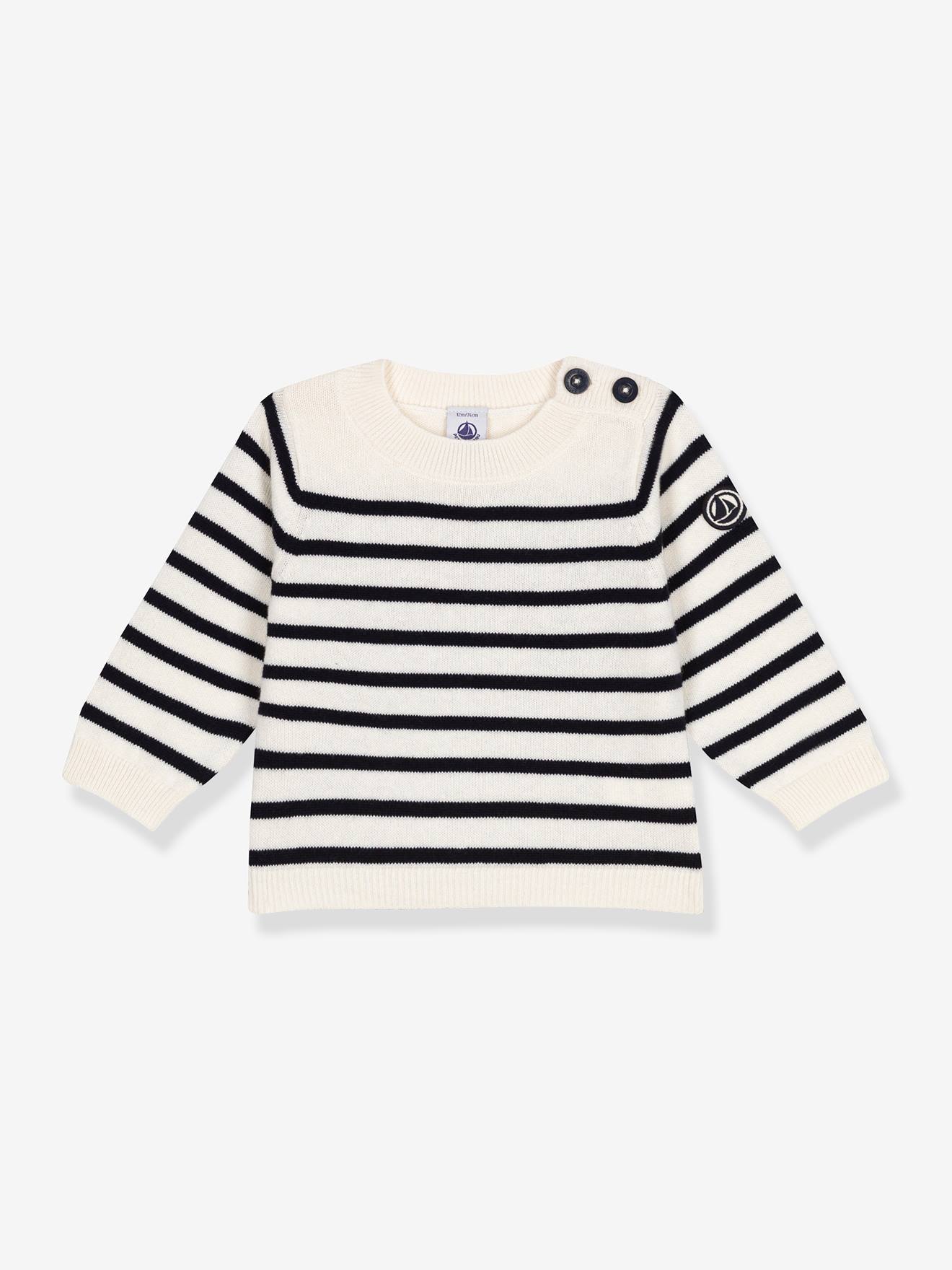 Pull en tricot PETIT BATEAU rayé bleu