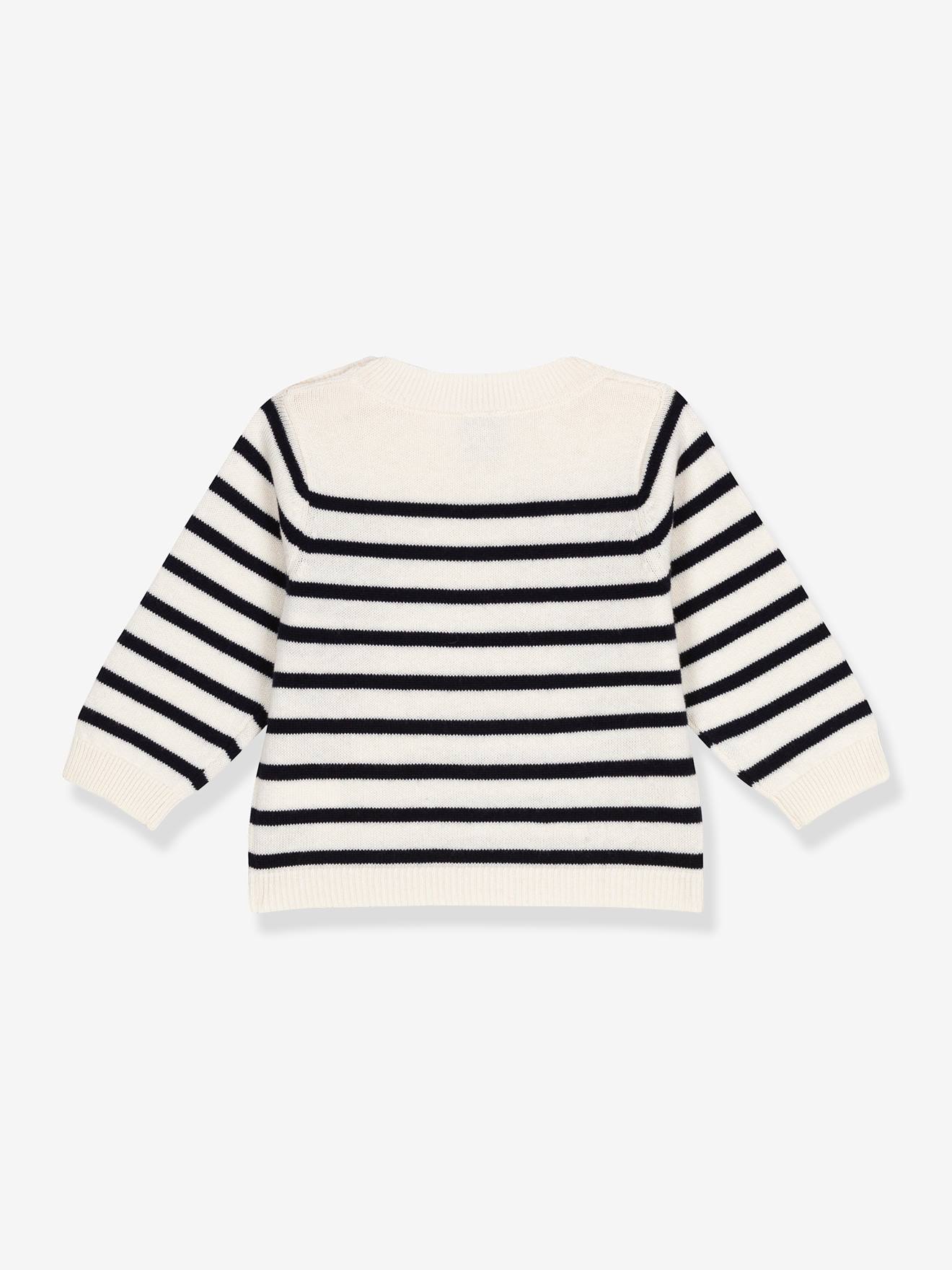 Pull en tricot PETIT BATEAU raye bleu