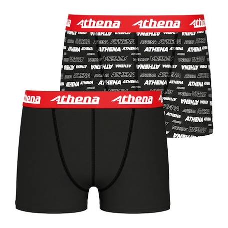 Garçon-Lot de 2 boxers Sport - ATHENA - Microfibre - Noir - Garçon