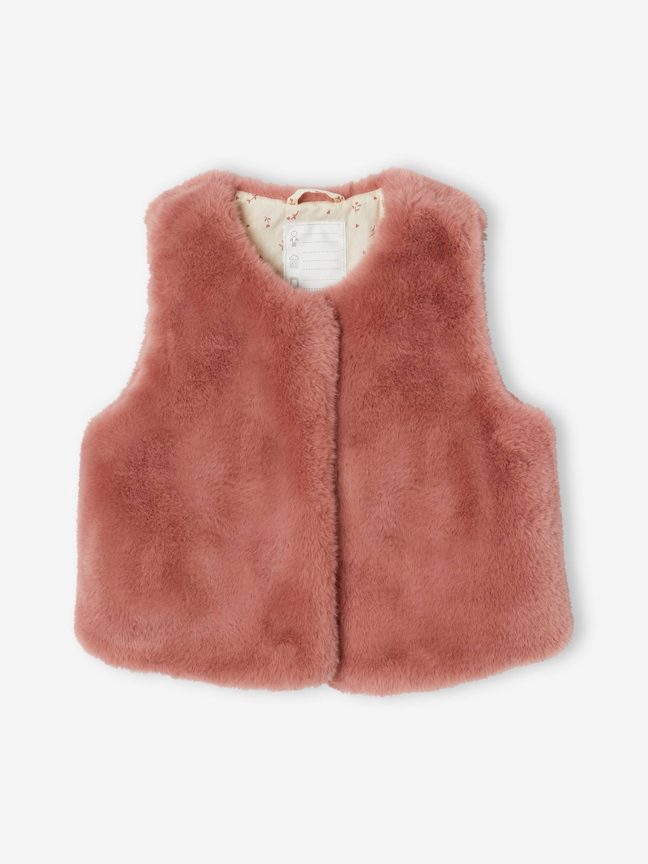 Gilet sans manches fille fausse fourrure blush