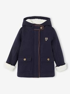 Manteau à Capuche Pied De Puce Bébé Doublé Imitation Fourrure Carreaux Marron