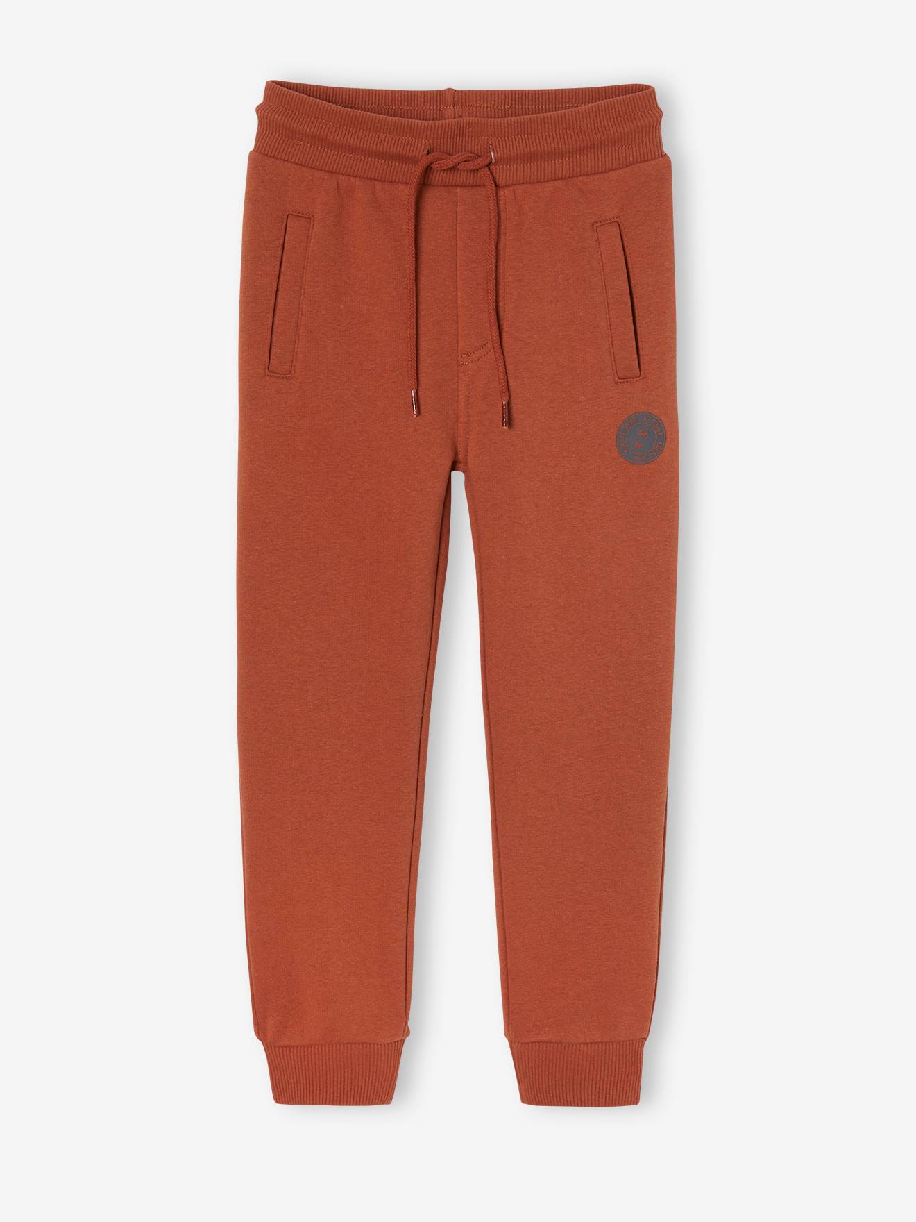 Pantalon jogging Basics garçon en molleton noisette