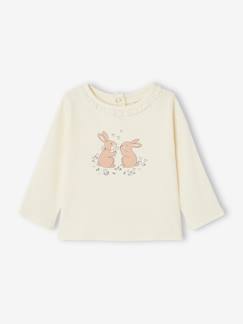 -T-shirt "lapins" en côtes col fantaisie naissance