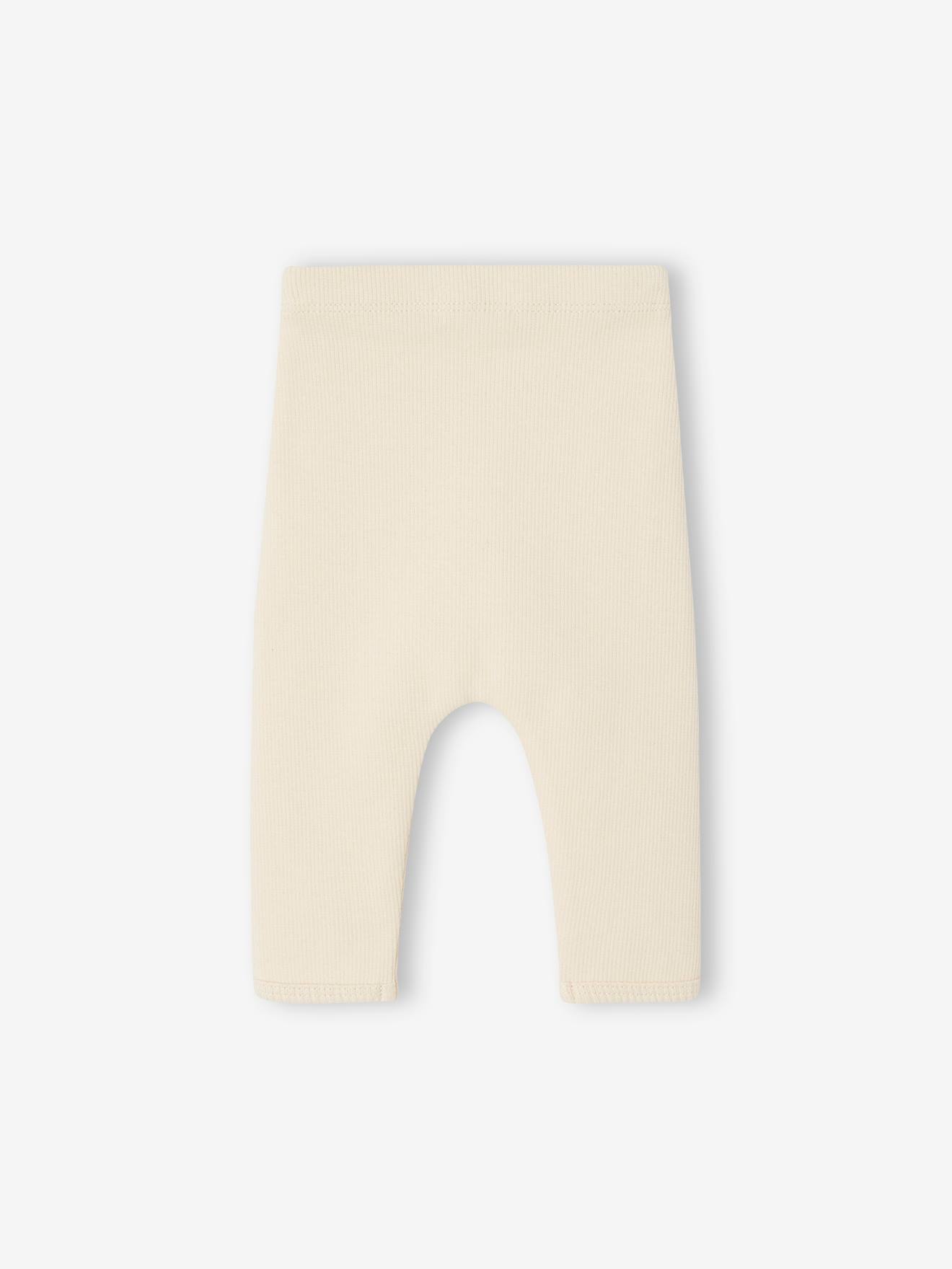 Legging bébé fille en côtes vanille (Vertbaudet) - Image 1