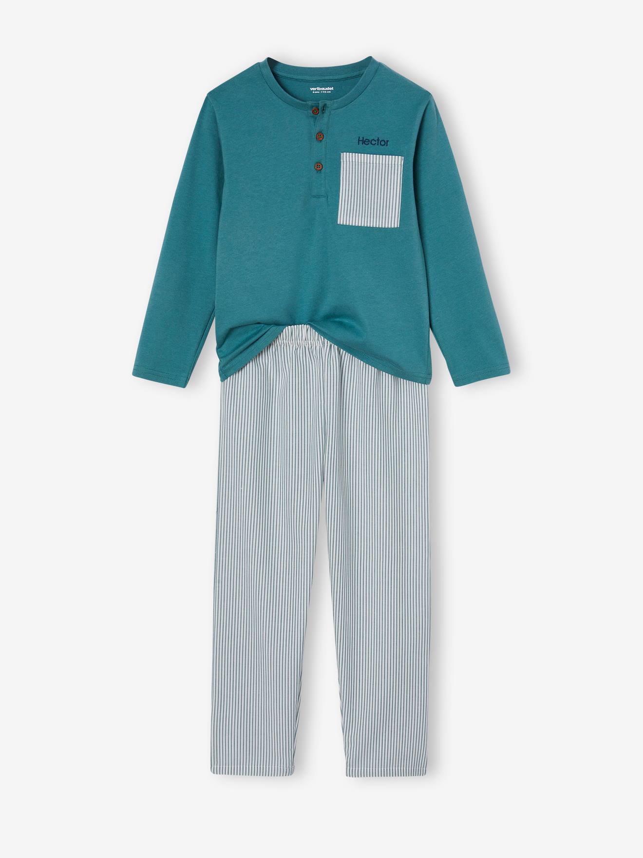 Pyjama garçon bas rayé vert sauge