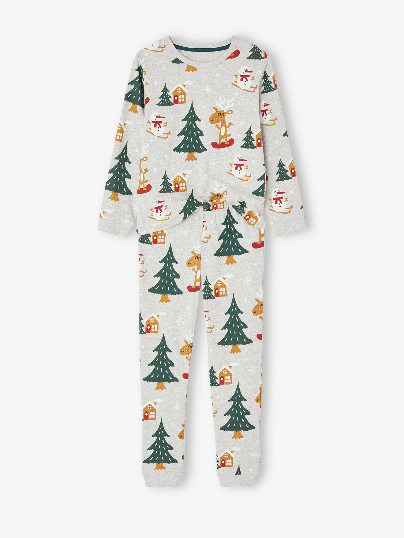 Coffret Noël pyjama + chaussettes garçon gris chiné