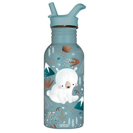 Fille-Bouteille en inox Sassi Junior - Munchy l'ours - 500 ml - Bleu - Multicolore