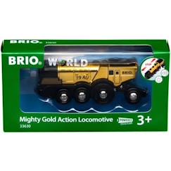 Jouet-Brio World Locomotive Dorée Puissante à piles - Accessoire son & lumière Circuit de train en bois - Ravensburger - Dès 3 ans -