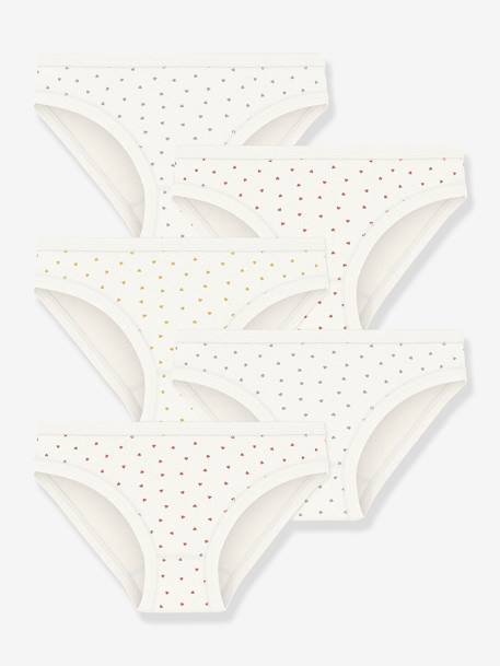 Fille-Sous-vêtement-Culotte-Lot 5 culottes petits coeurs