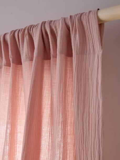 Rideau tube tamisant en gaze de coton blanc+bleu grisé+cannelle+écru+rose+rose poudré+vert sauge 29 - vertbaudet enfant 