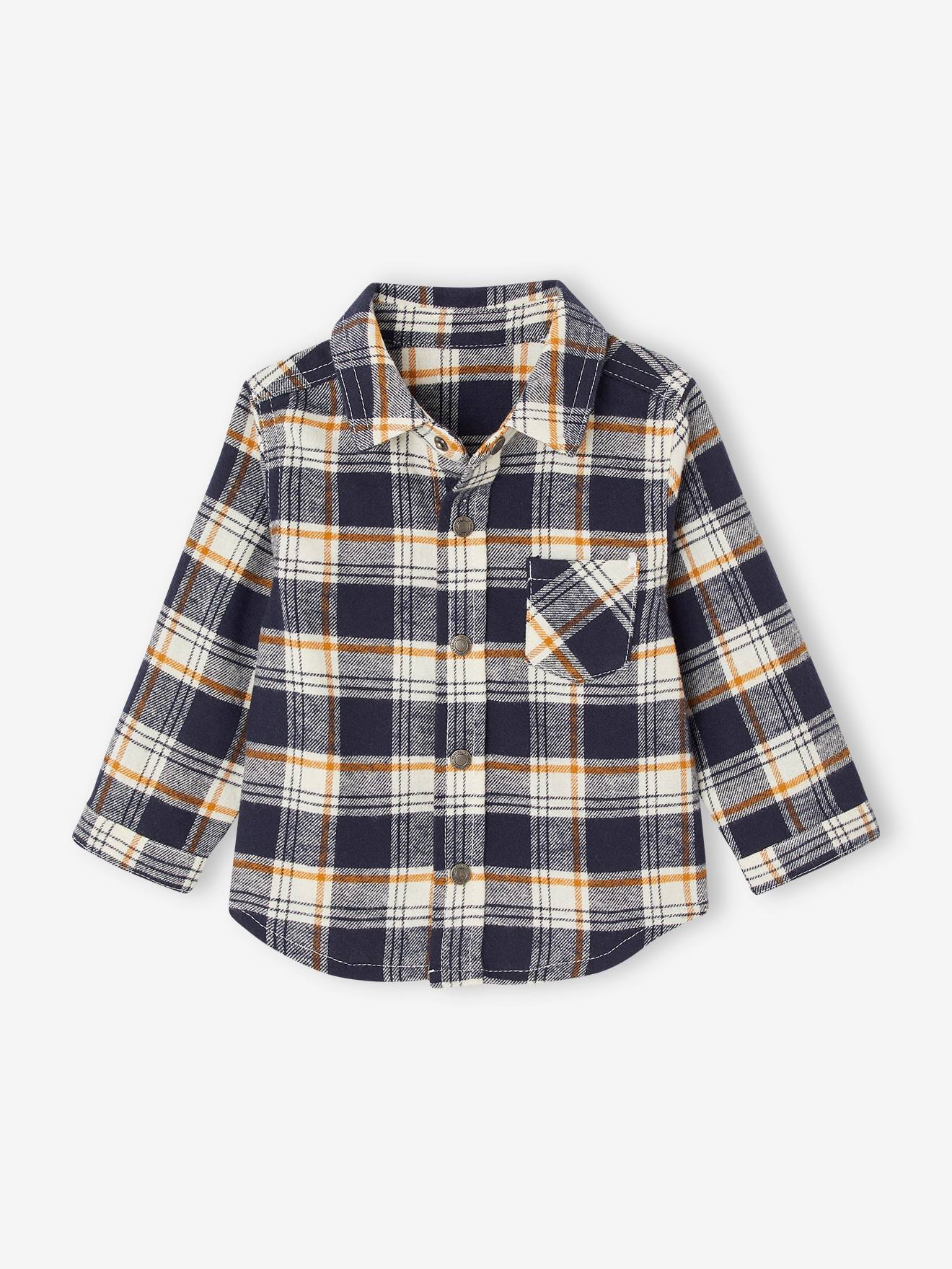 Chemise flanelle bb carreaux marine 18$