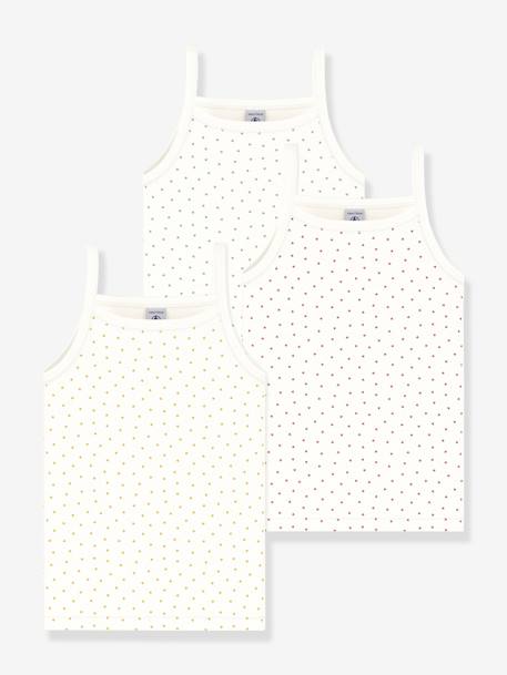 Fille-Lot de 3 débardeaurs à bretelles petits coeurs PETIT BATEAU