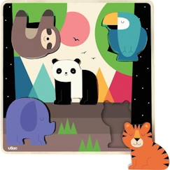 Jouet-Puzzle sonore pour enfants - VILAC - Encastrement sonore Jungle - Animaux de la jungle - Couleurs arc-en-ciel