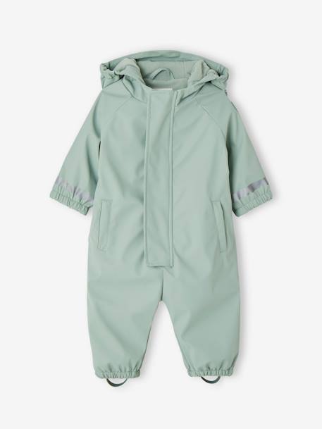 Vertbaudet - Combinaison à capuche anti-pluie bébé doublée maille polaire vert sauge