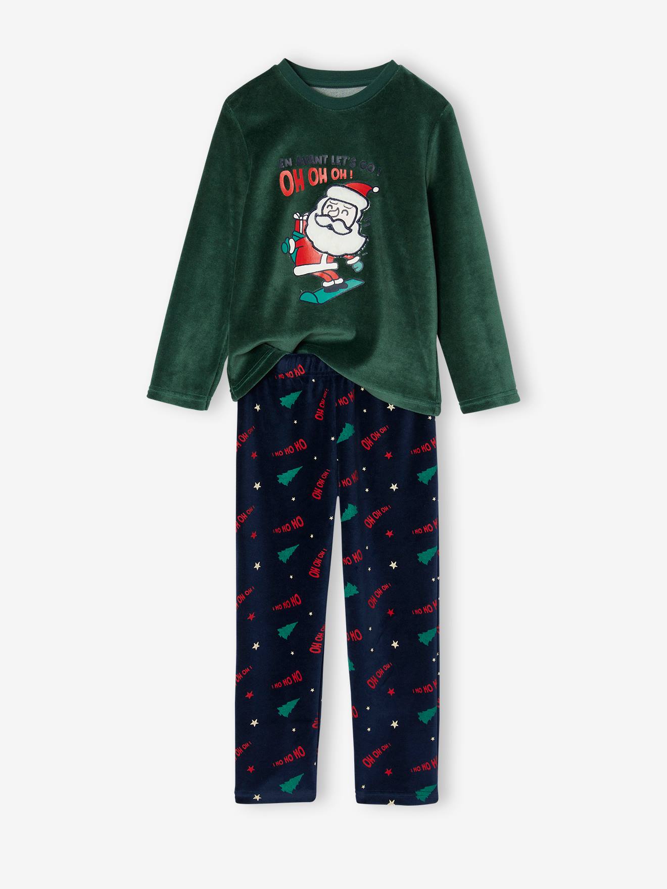 Pyjama de Noël en velours garçon vert