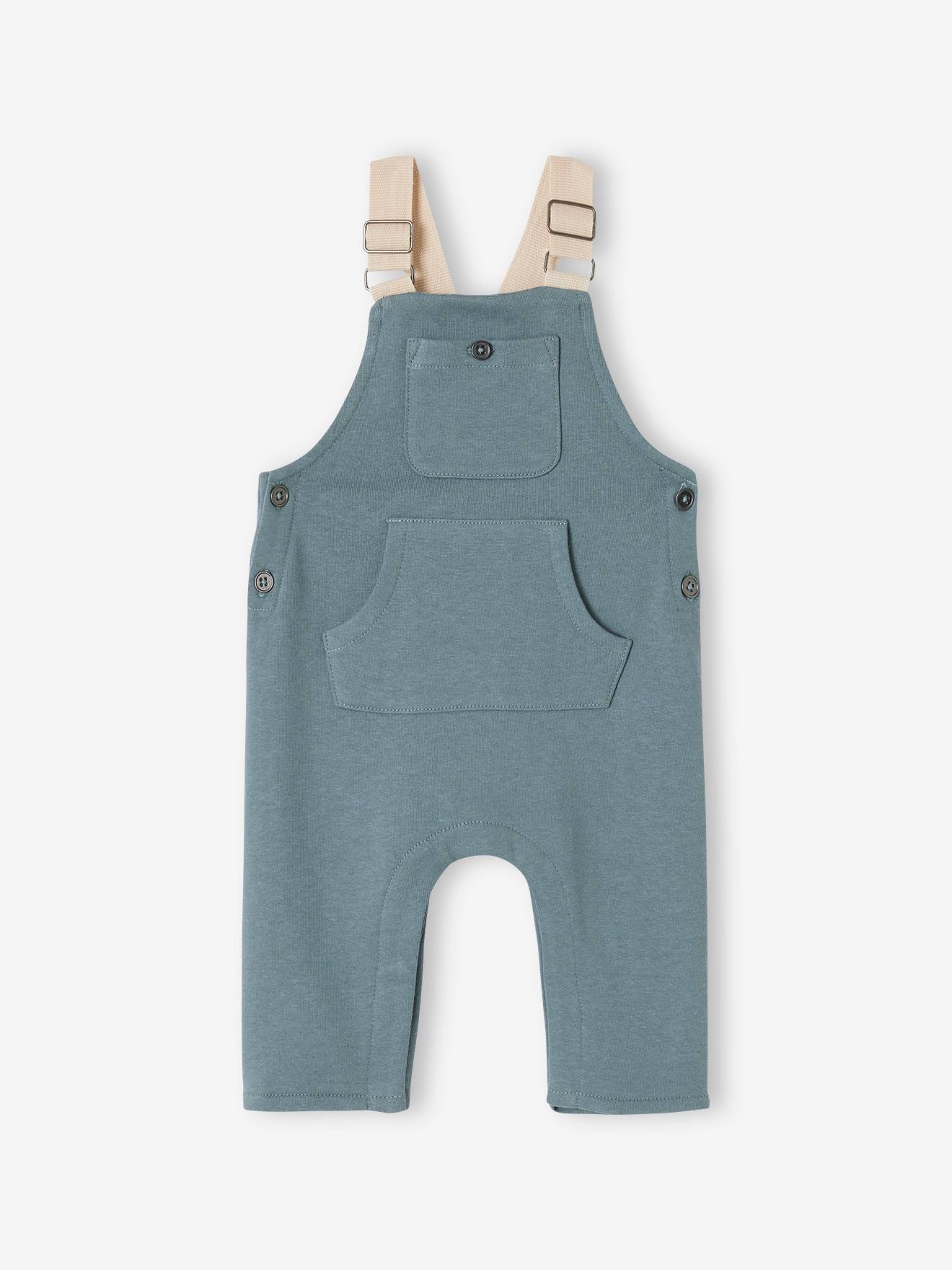 Salopette bébé en molleton bleu grisé