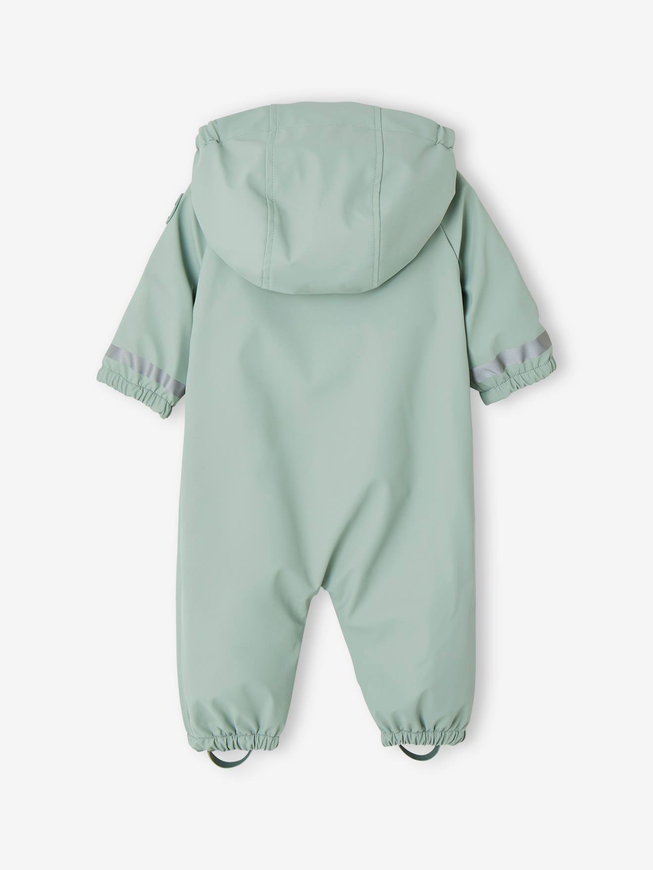 Combinaison à capuche anti-pluie bébé doublée maille polaire vert sauge (Vertbaudet) - Image 1
