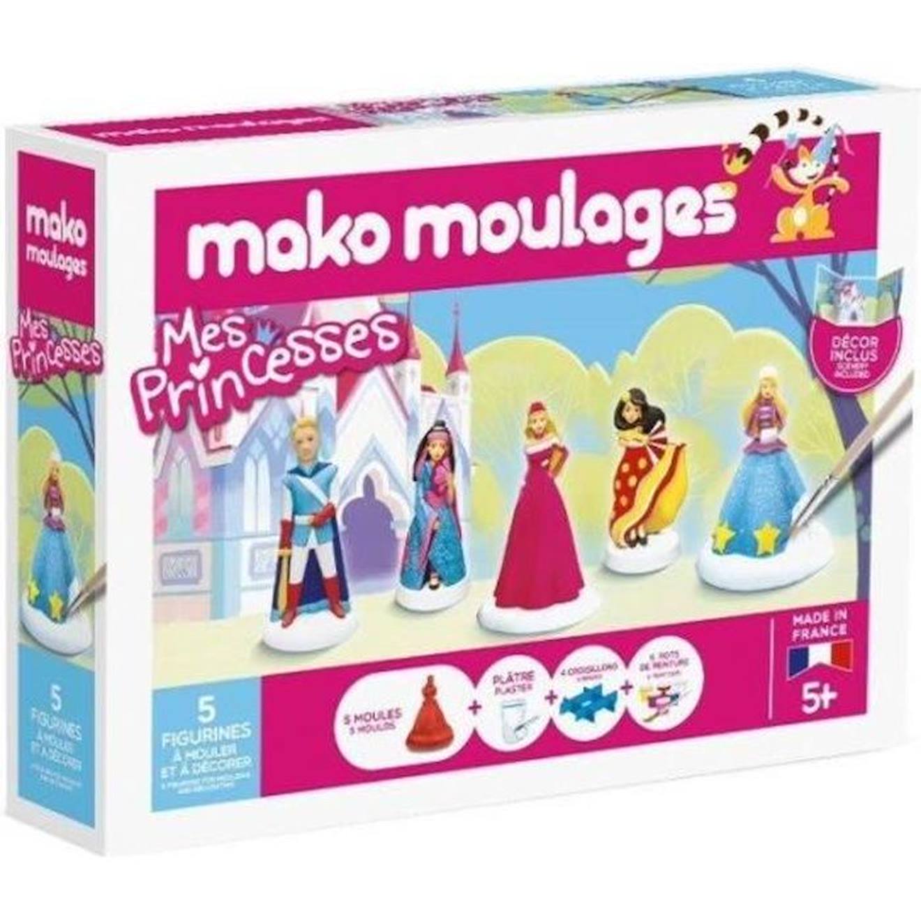 Mako Moulages - Kit De Moulage Mes Princesses - Mako Moulages - 5 Moules - Peinture Nacrée Et Pailletée Rose