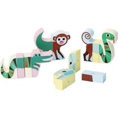 Jeu de construction Rigol'Animo - VILAC - 4 animaux en bois - Jungle multicolore  - vertbaudet enfant