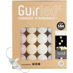 -Guirlande lumineuse boules coton LED USB - Veilleuse bébé 2h - 3 intensités - 16 boules 1,6m - Coton