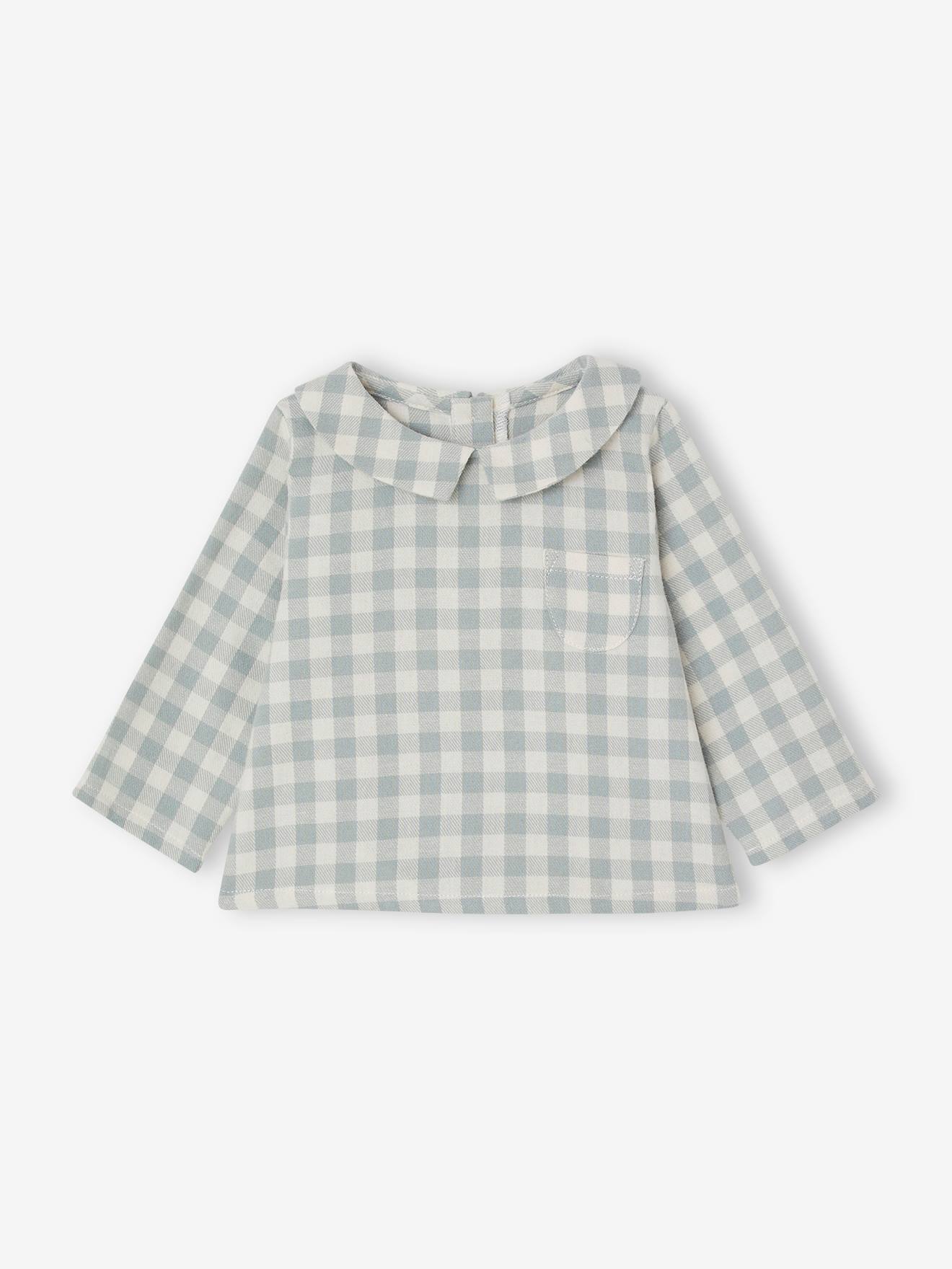 Ensemble bébé chemise body + pantalon velours + bandana vert sauge (Vertbaudet) - Image 1