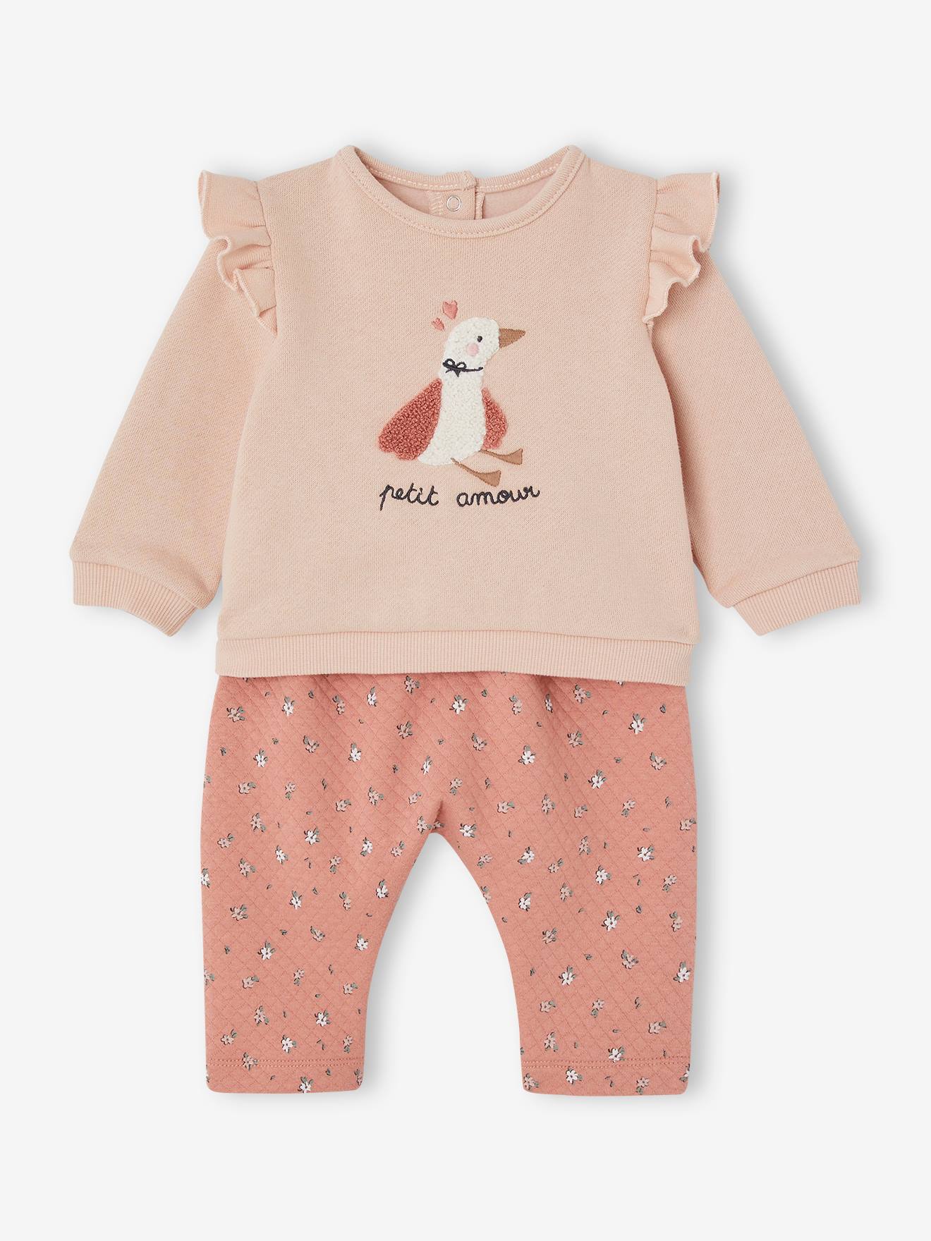 Ensemble bébé sweat et pantalon rose