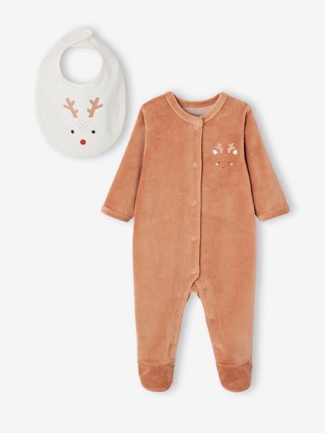 VERTBAUDET Coffret Cadeau Noël Pyjama Bébé Fille + Bandeau Rouge Velours 1M (54CM) - Doux Et Festif