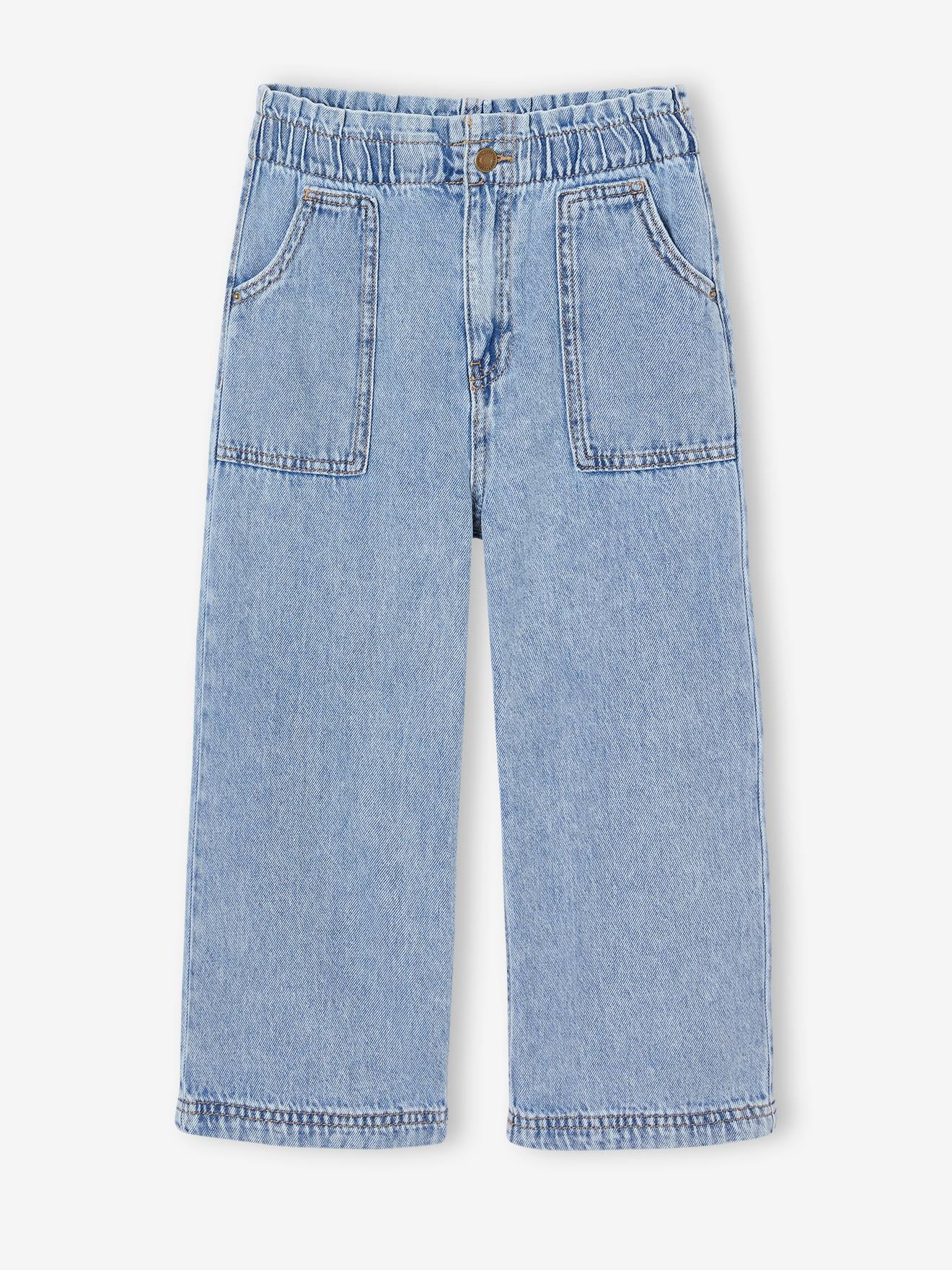 Jean large charpentier fille bleu clair