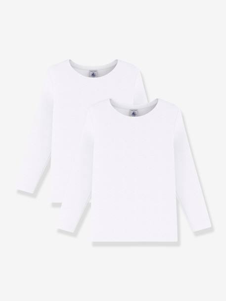 Lot de 2 tee-shirts manches longues blancs  - vertbaudet enfant