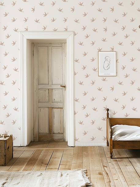 Lilipinso - Papier peint Les hirondelles rose