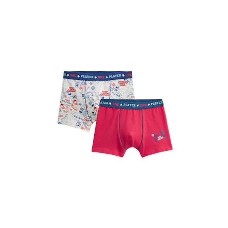 Garçon-Boxers garçon - PETIT BEGUIN - Julien - Rouge - Lot de 2 - Coton élasthanne