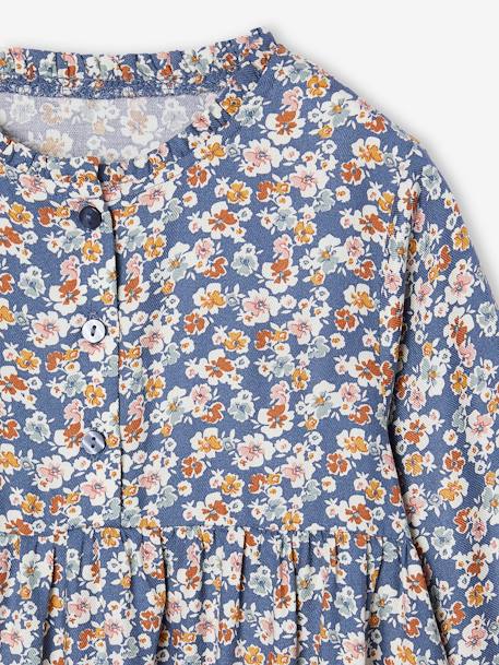 Robe motif all over ouverture boutonnée devant indigo+marine+vanille+vert sauge+vieux rose 3 - vertbaudet enfant 