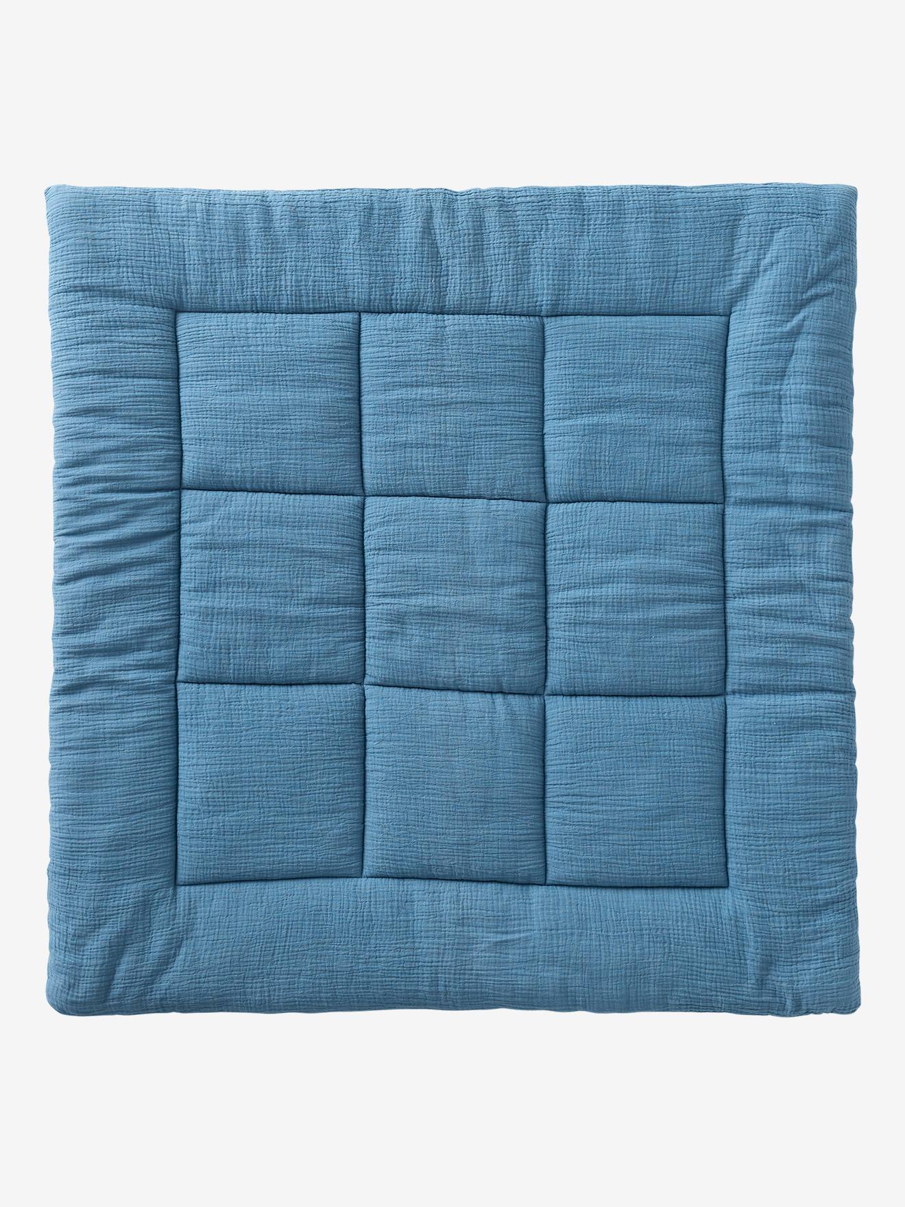 Tapis de sol / Fond de parc uni gaze et percale de coton indigo