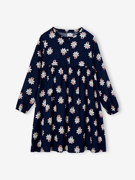 Robe motif all over ouverture boutonnée devant indigo+marine+vanille+vert sauge+vieux rose 4 - vertbaudet enfant 