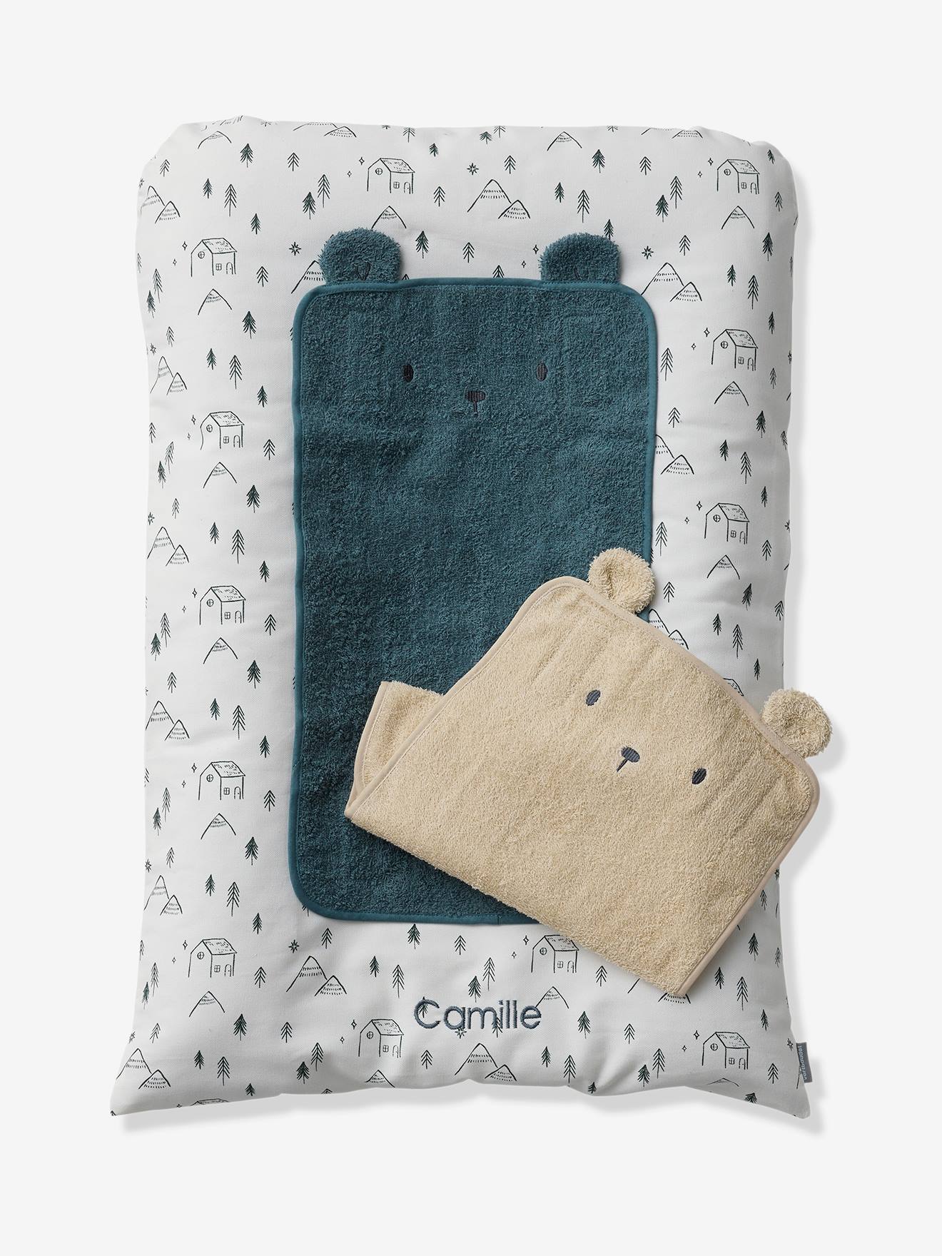 Matelas à langer + 2 tapis de change HYGGE, personnalisable beige imprimé