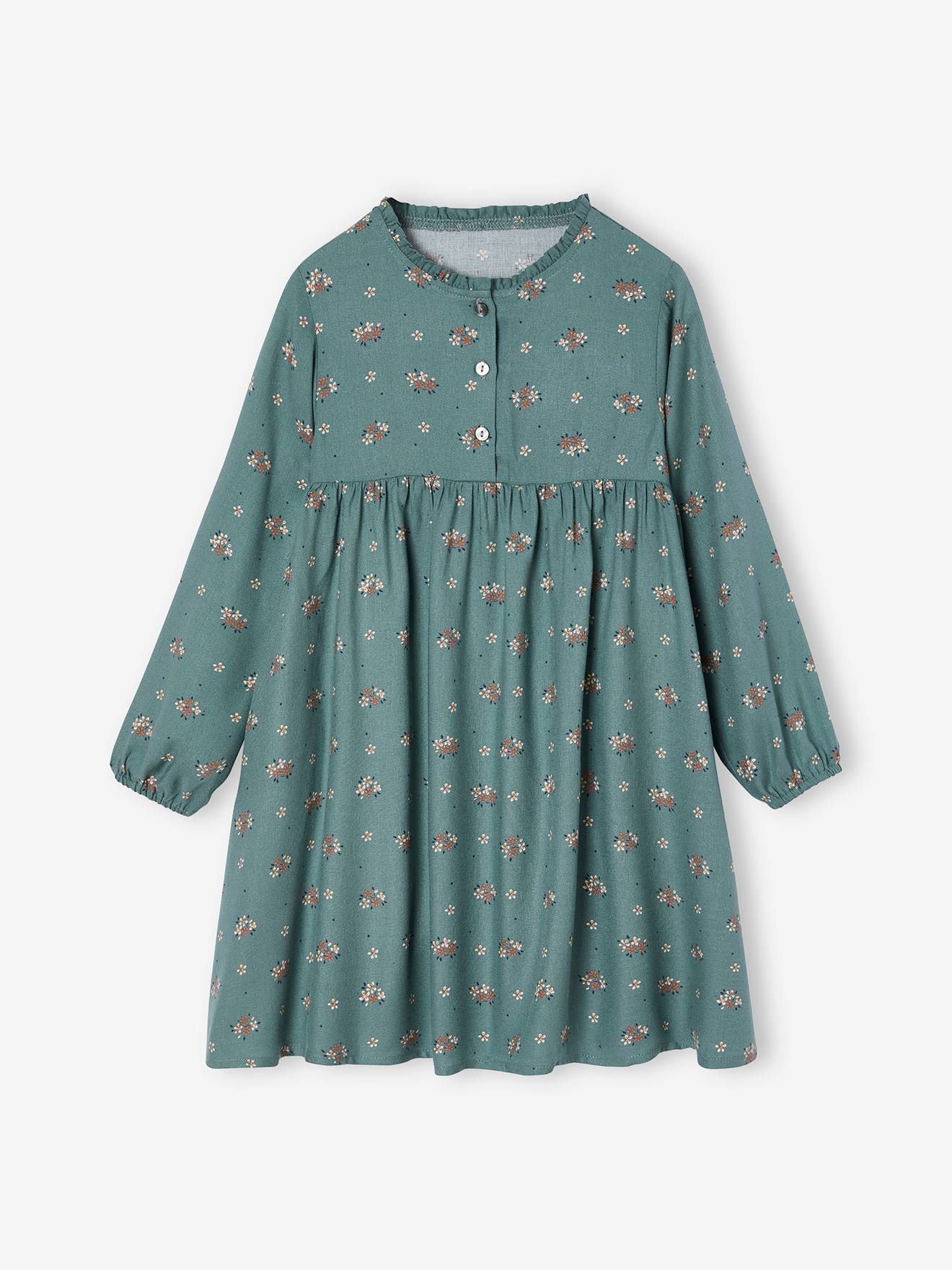 Robe motif all over ouverture boutonnée devant vert sauge
