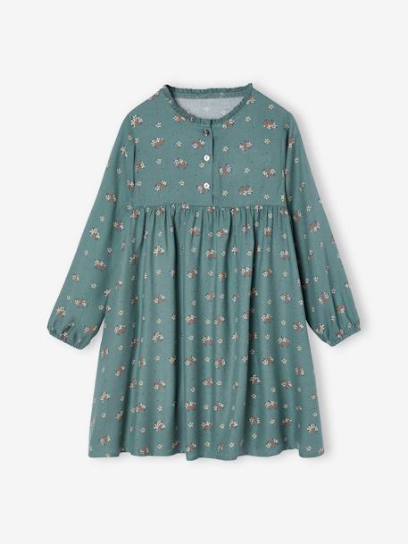 Robe motif all over ouverture boutonnée devant indigo+marine+vanille+vert sauge+vieux rose 10 - vertbaudet enfant 