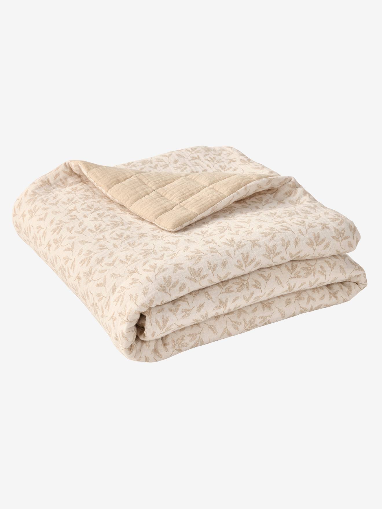 Couverture / Fond de parc bébé en gaze de coton HYGGE beige imprimé