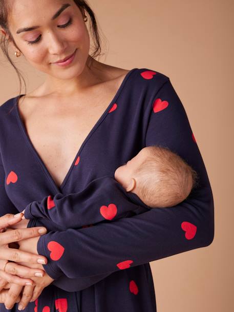 Envie De Fraise - Kit Maternité "Mon coeur" chemise de nuit grossesse + body bébé + pochon marine