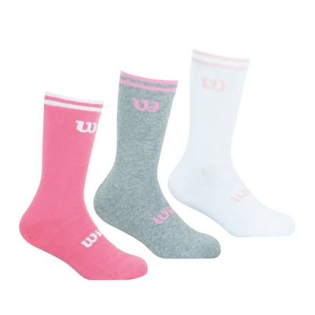 Fille-Lot de 3 paires de chaussettes Wilson - Blanc Rose Gris - Fille