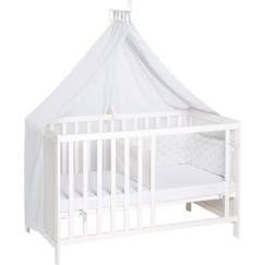 Chambre et rangement-ROBA Lit Cododo Complet 60 x 120 cm en Bois + Équipement Complet - Sommier Réglable en Hauteur 6 fois - Blanc