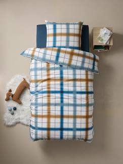 Parure housse de couette + taie d'oreiller enfant en flanelle RETRO WINTER, avec coton recyclé  - vertbaudet enfant