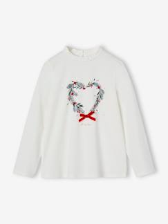 -T-shirt de Noël couronne coeur détails pailletés fille