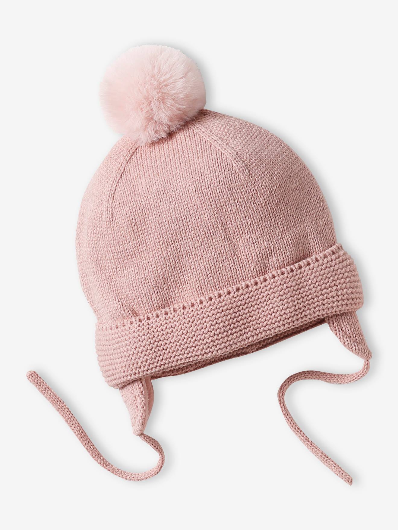 Ensemble bébé fille bonnet + snood + moufles rose poudré (Vertbaudet) - Image 1
