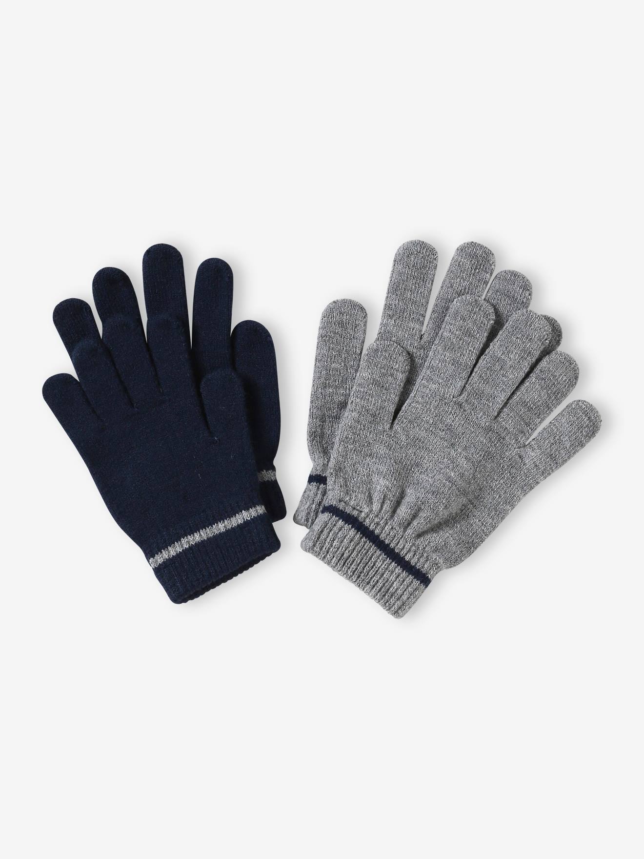 Lot 2 paires de gants magiques garçon gris chiné