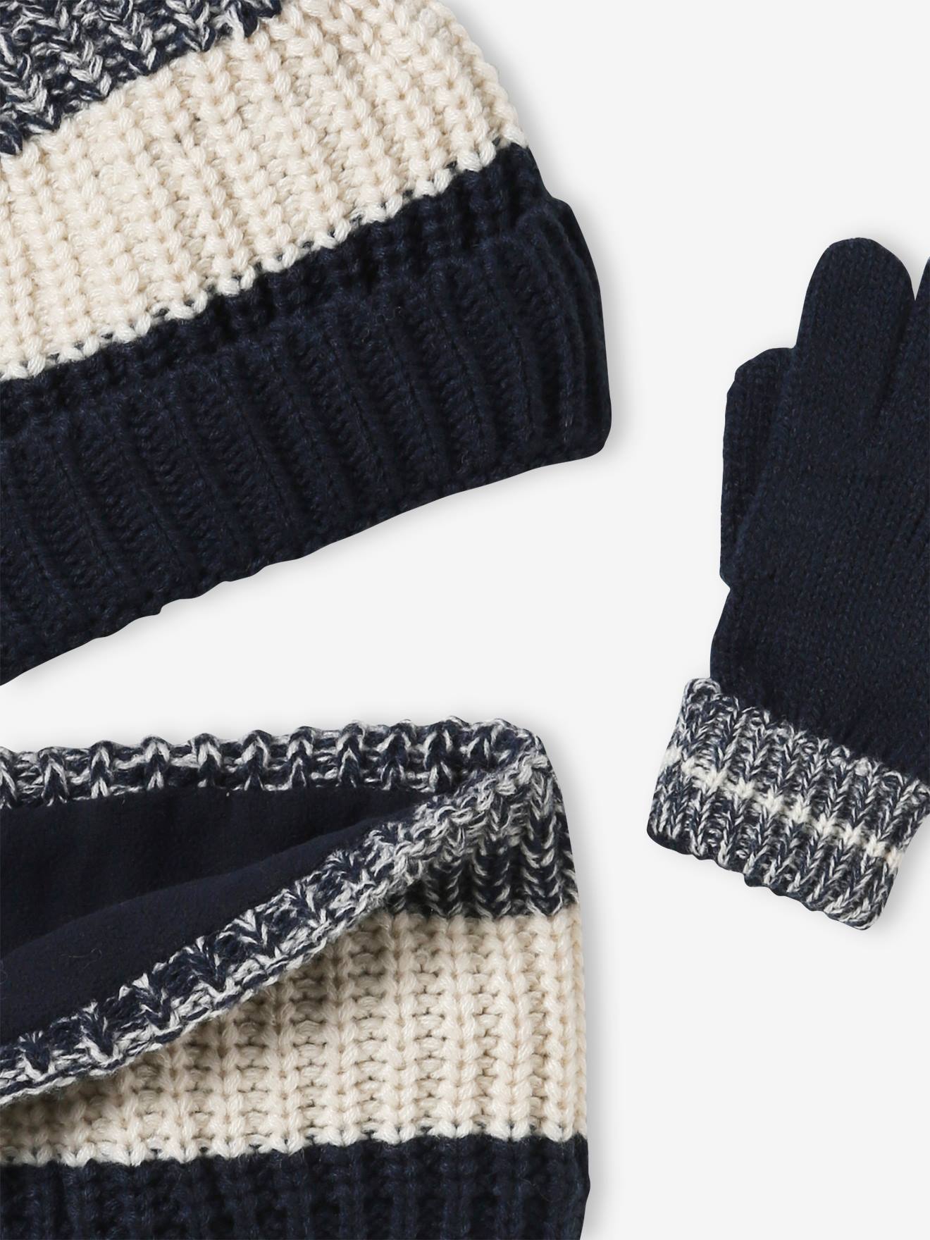 Ensemble 3 Pièces Bonnet Écharpe Gants Enfant Tricoté – Hiver Chaud Doux – Écran Tactile – Pour Filles Et Garçons 2-8 Ans – Ski & Plein Air