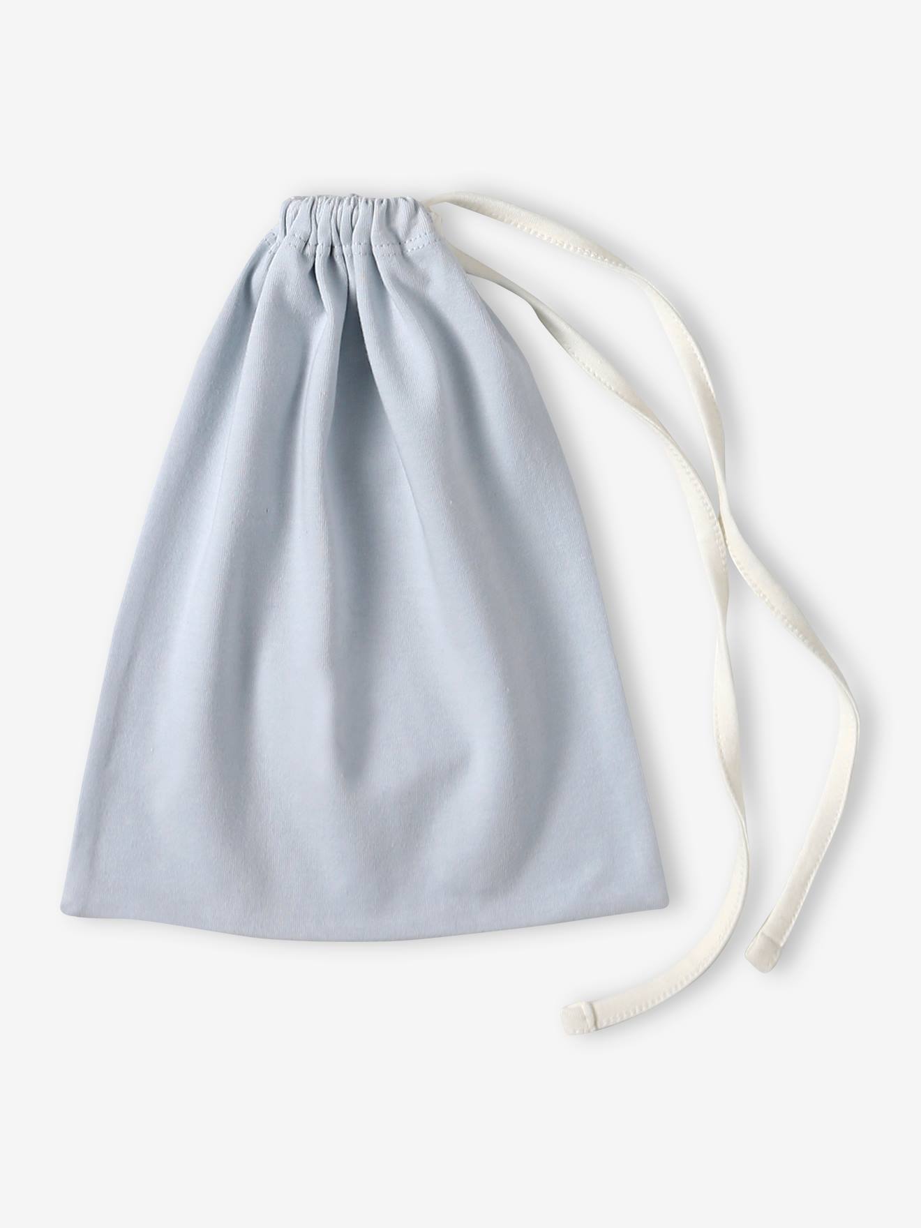 Ensemble naissance ours bonnet + moufles + chaussons + pochon personnalisable bleu pâle (Vertbaudet) - Image 1