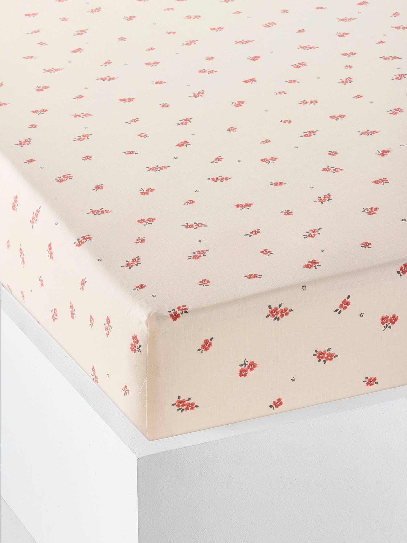 Drap housse enfant GIPSY, avec coton recyclé beige imprimé